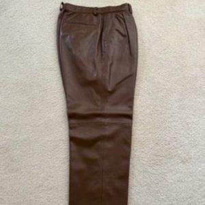 Men's Genuine Brown Leather Dress Pants